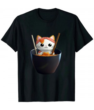 Ulloord Cat eating Ramen Noodles with Valentines Day T-Shirt