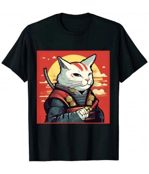 Ulloord Ancient Japanese Cat Art - Vintage Ninja Cat T-Shirt