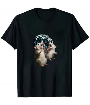 Ulloord Three Possum Moon | 3 Opossum Funny Weird Cursed Meme T-Shirt