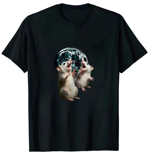 Ulloord Three Possum Moon | 3 Opossum Funny Weird Cursed Meme T-Shirt