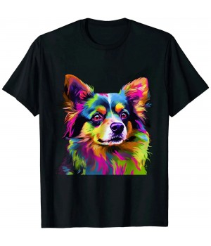 Ulloord Long Hair Chihuahua Pop Art Portrait Art for dog owners T-Shirt