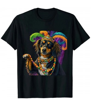 Ulloord Peace Sign Hand Dachshund Mens Womens Mardi Gras Dachshund T-Shirt