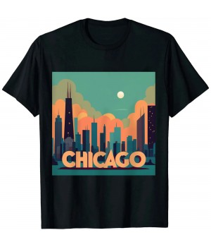 Ulloord Chicago T Shirt Chicago City Skyline Lights At Night Gifts