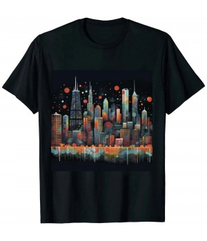 Ulloord Chicago City Downtown Skyline T-Shirt