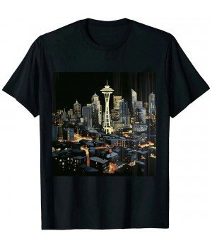 Ulloord Seattle Skyline At Night Washington City T-Shirt