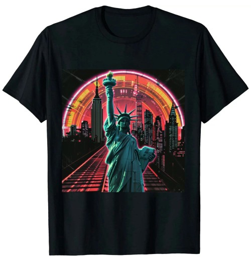 Ulloord New York City Skyline Retro 80s Style T-Shirt