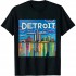 Ulloord Detroit Michigan Retro Watercolor City Skyline Art Souvenir T-Shirt