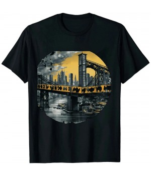 Ulloord Steel City Retro Skyline Bridge Vintage T-Shirt