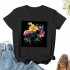 Shangniulu Women Wildflower Summer Flowers Blooming Floral Graphic T-Shirt