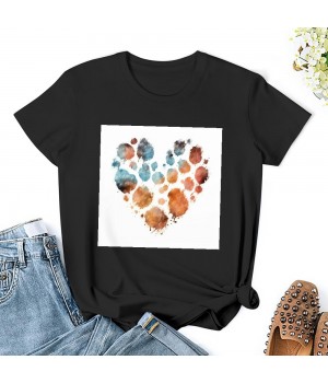 Shangniulu Dog Lover Shirts for Women Cat Dog Paw Graphic Tee Dog Mom Gifts Girls Heart Tops