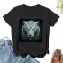 Shangniulu Tiger Artwork - Blue Eyes - Animal Art Tiger T-Shirt Classic round neck women's T-shirt