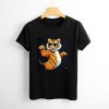 Shangniulu Classic round neck women's T-shirt, tiger wearing sunglasses, summer personalized fashion T-shirt with soft fabric, good elasticity, lightweight and breathable