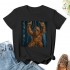 Shangniulu Classic round neck women's T-shirt, rock big foot monster summer personalized fashion T-shirt with soft fabric, good elasticity, lightweight and breathable