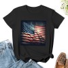 Shangniulu Classic round neck women's T-shirt, printed with the American flag, summer personalized fashion T-shirt, soft fabric, good elasticity, lightweight and breathable