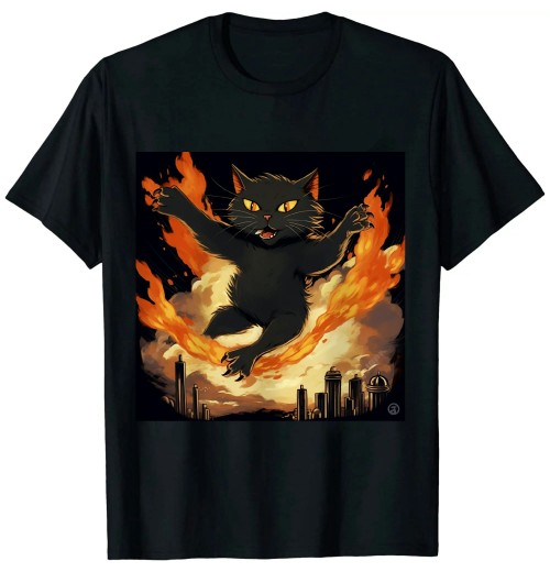 Black Angry Cat Classic Crew-neck T-shirt