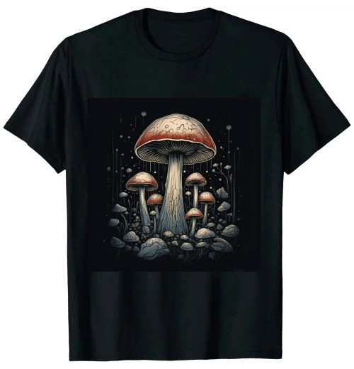 Shangniulu Vintage Mushroom Goblincore Moon Forest Mushroom Moon T-Shirt