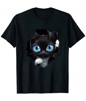 Shangniulu A curious and cute kitten, black cat T-Shirt