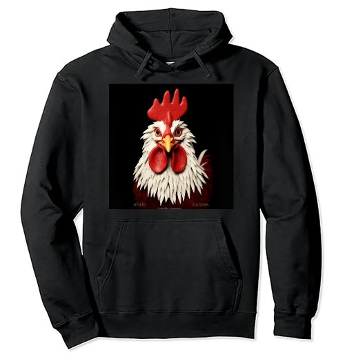 Shangniulu My Big Rooster Printed Black Hoodie