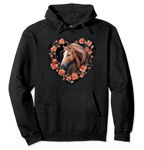 Shangniulu Heart With Horse Head For Horseback Riding Horse Pullover Hoodie