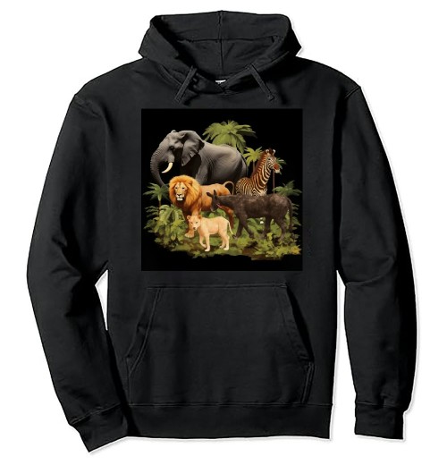 Shangniulu Zoo Animals Hoodie Hoodie, Zoo Hoodie, Wildlife Hoodie Pullover Hoodie