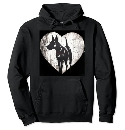 Shangniulu Distressed Great Dane Heart Dog Owner Graphic Pullover Hoodie