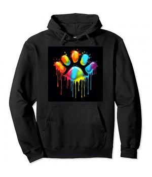 Shangniulu colorful dog paw heart print Pullover Hoodie