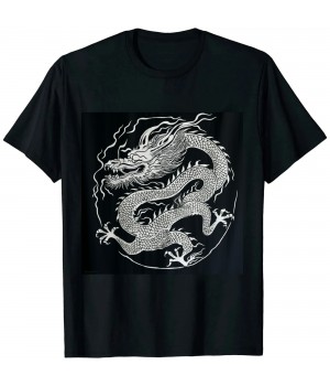 Shangniulu Japan Dragon Tattoo Drawing Traditional Japanese Graphic T-Shirt