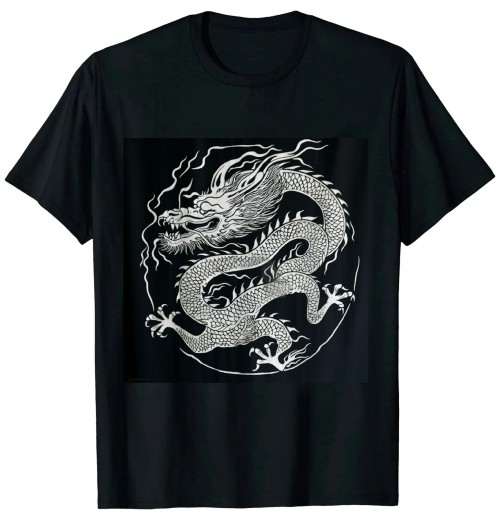 Shangniulu Japan Dragon Tattoo Drawing Traditional Japanese Graphic T-Shirt