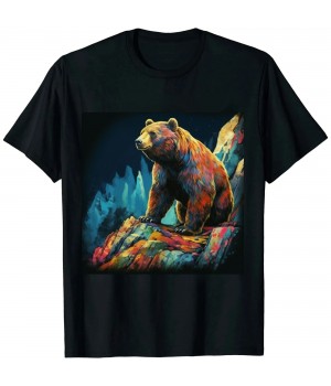 Shangniulu Bear Mountains Colourful Wildlife Zoo Art Animal Bear T-Shirt