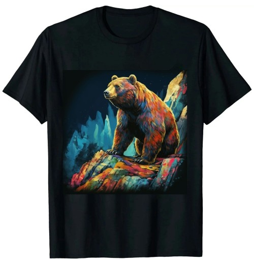 Shangniulu Bear Mountains Colourful Wildlife Zoo Art Animal Bear T-Shirt