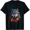 Shangniulu Wolf Autumn Leaves | Art Animal Motif Wolf T-Shirt