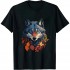 Shangniulu Wolf Autumn Leaves | Art Animal Motif Wolf T-Shirt