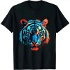 Shangniulu Tiger in Red and Blue - Animal Art Tiger T-Shirt