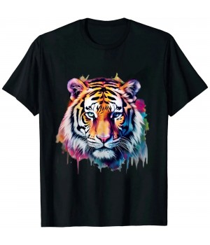 Shangniulu Tiger Artwork - Colourful Animal Art Tiger T-Shirt