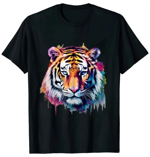 Shangniulu Tiger Artwork - Colourful Animal Art Tiger T-Shirt