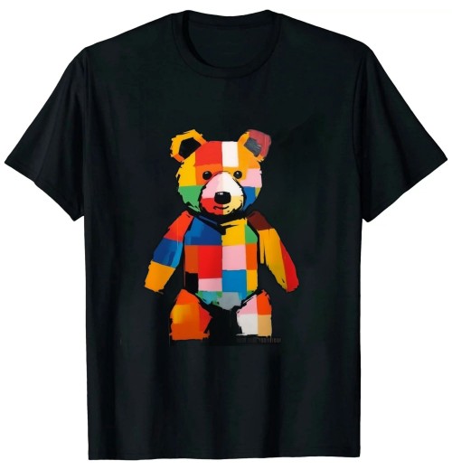 Shangniulu Bear Artwork - Animal Colourful Animal Motif Art Bear T-Shirt