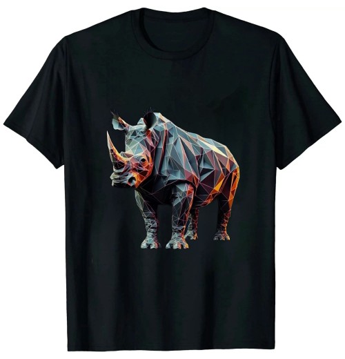 Shangniulu Rhino Art Polygon Animal Rhino T-Shirt