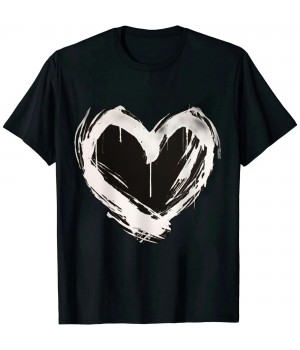 Shangniulu Cute Heart Graphic Crewneck Short Sleeve Regular Fit Casual Tee T-Shirts Tshirt Tops