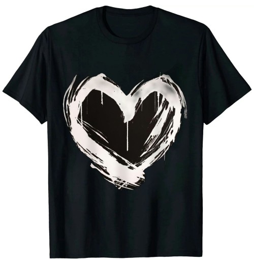 Shangniulu Cute Heart Graphic Crewneck Short Sleeve Regular Fit Casual Tee T-Shirts Tshirt Tops