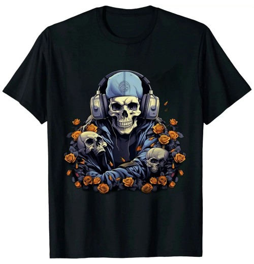 Shangniulu Distinctive Edge: Unique Skull Graphic Design T-Shirt