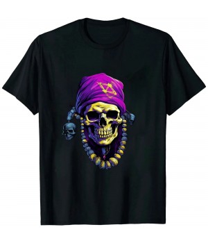 Shangniulu Skull & Chain Fusion: Funky Edgy Graphic Design T-Shirt