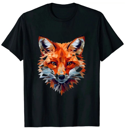 Shangniulu Fox Polygon Animal Art Fox T-Shirt