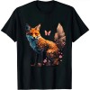 Shangniulu Fox Butterfly Motif Art Animal Fox T-Shirt