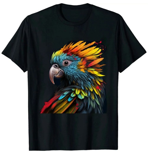 Shangniulu Parrot Colourful Polygon Animal Print Art T-Shirt